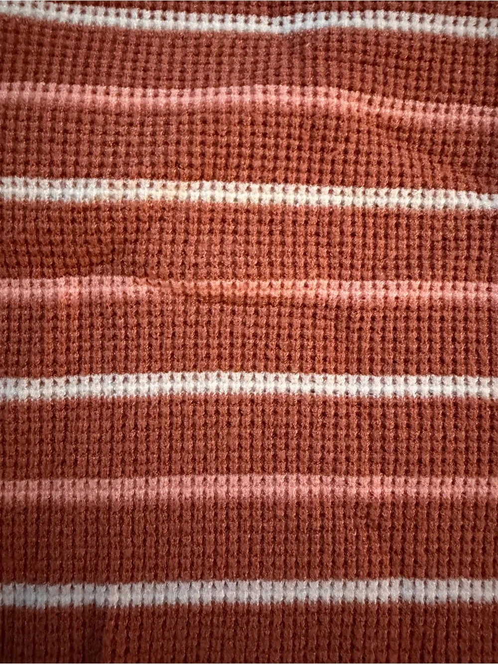 RVCA Rust and Cream Striped Mock Neck Sweater